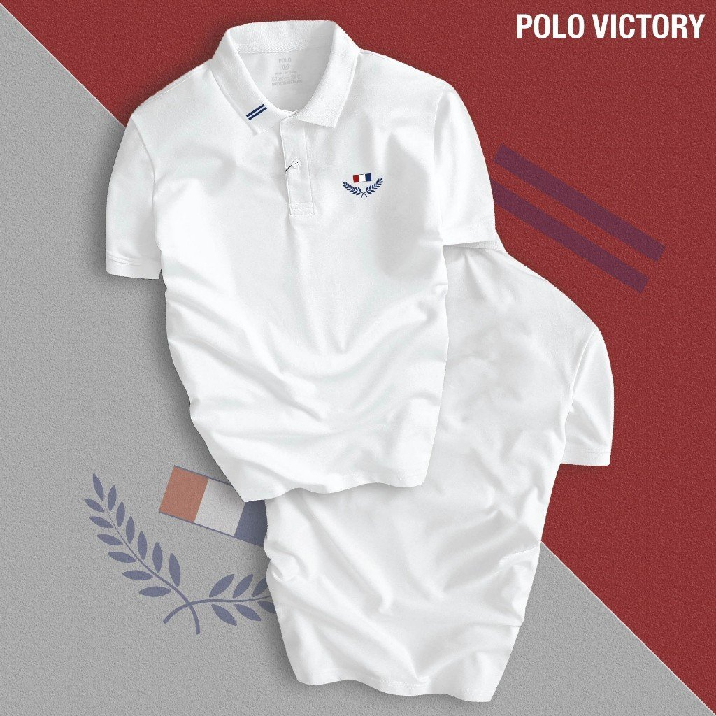 Áo thun Polo hoạt tiết VICTORY - Unisex nam nữ tay lửng