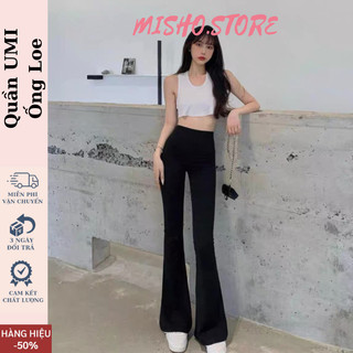 Quần Ống Loe Cạp Cao Legging dáng dài, Quần legging nữ ôm ống loe dáng dài Misho