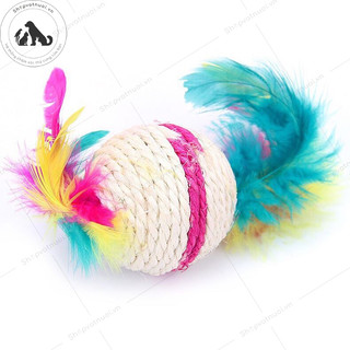 Đồ chơi bóng thừng cói chùm lông hai đầu dc006 cho thú cưng