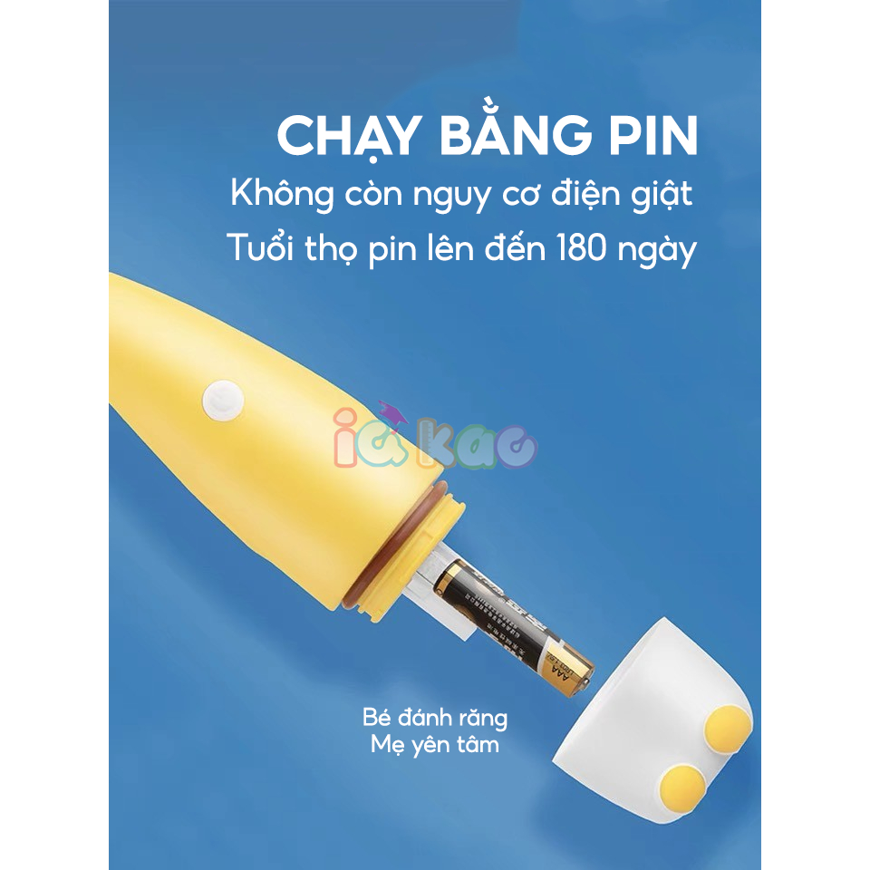 Bàn Chải Điện Cho Bé FOCUS KID IQKAO Sạch Răng tự động Tiện Lợi Chống Nước IPX5 Kèm đầu chải thay thế