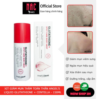 Xịt Giảm Mụn Thâm Lưng, Toàn Thân Angel’s Liquid Glutathione + Centella Calming Body Mist 150ml - NAC beauty