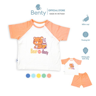 Cộc tay cài chéo size lớn 5-6Y in hình BENTY cotton chính hãng, đồ bộ cho bé trai bé gái