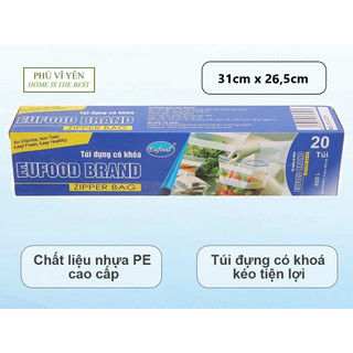 Túi đựng thực phẩm có khoá Zip Eufood size L 26.5 x 31cm