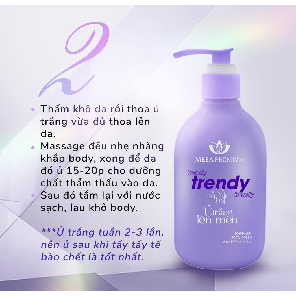 Combo ủ trắng da Trendy, kem body Trendy & Tẩy Tế Bào Chết Body Meea Premium