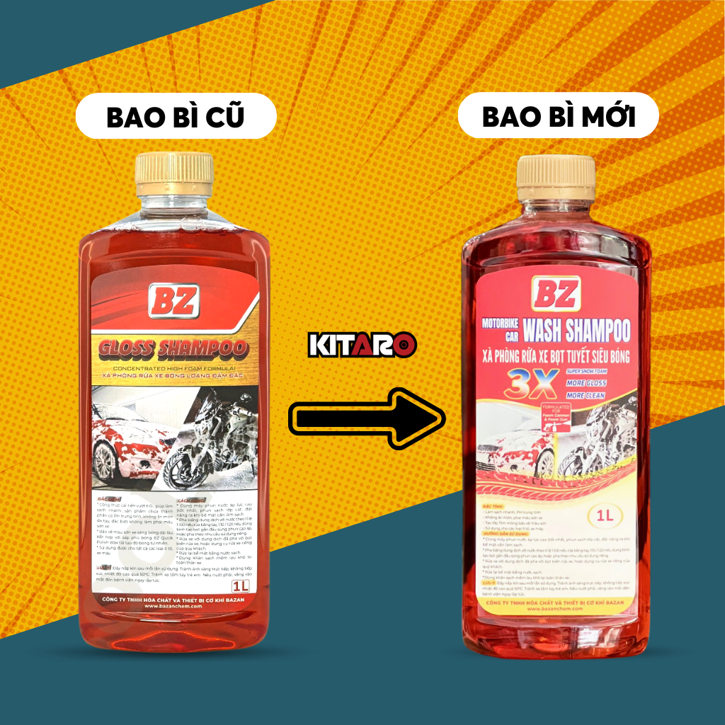 Xà bông BZ 🚘 Nước rửa xe BZ, Rửa xe bọt tuyết, Bóng loáng thế hệ mới