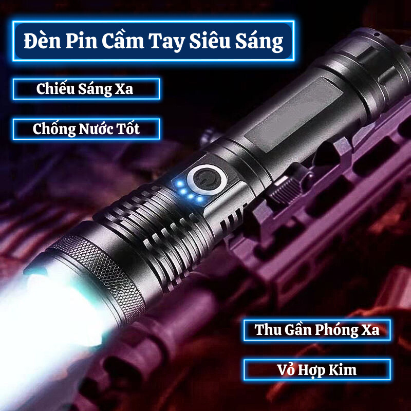 Đèn Pin Siêu Sáng Kumo Chip Cob XHP50 Vỏ Kim Loại Tích Điện Chống Nước Thích Hợp Đi Dã Ngoại