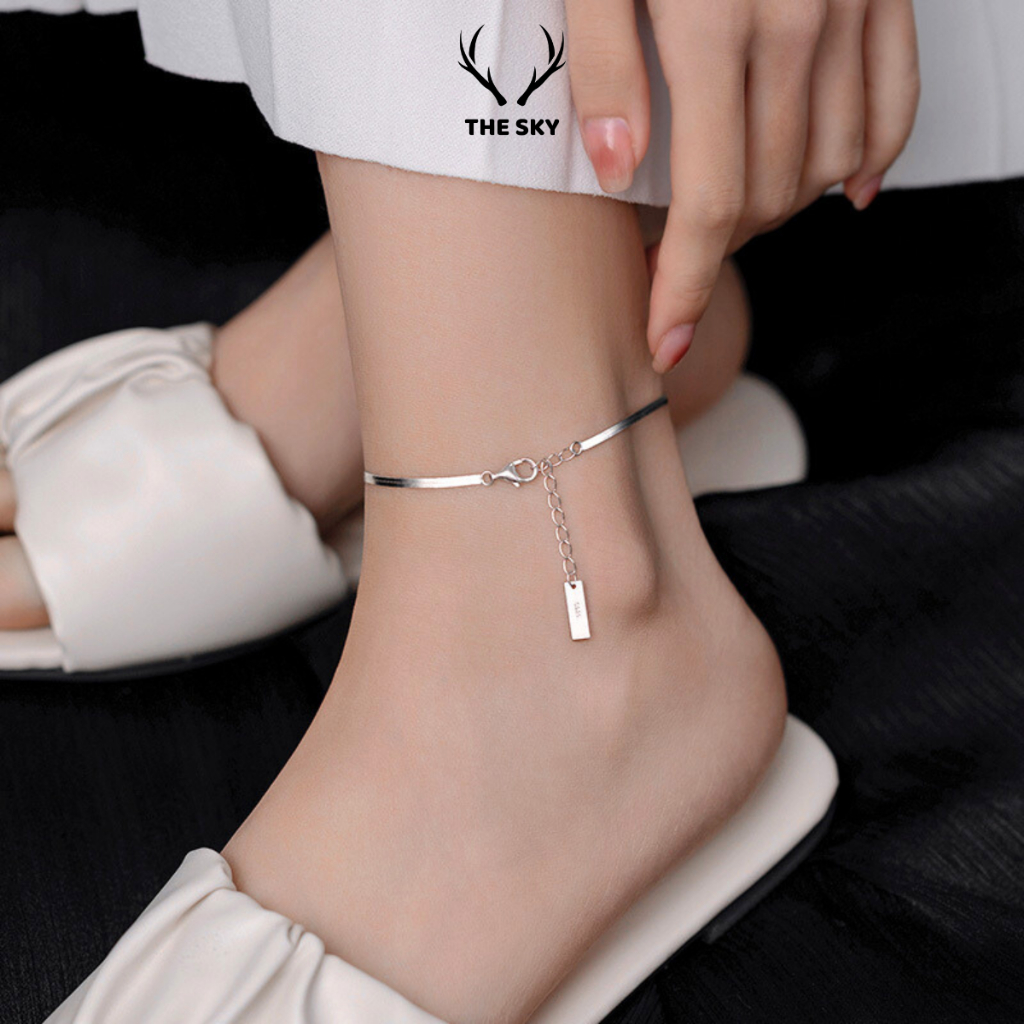Lắc chân nữ THE SKY trơn dẹt kiểu dáng basic dễ phối đồ