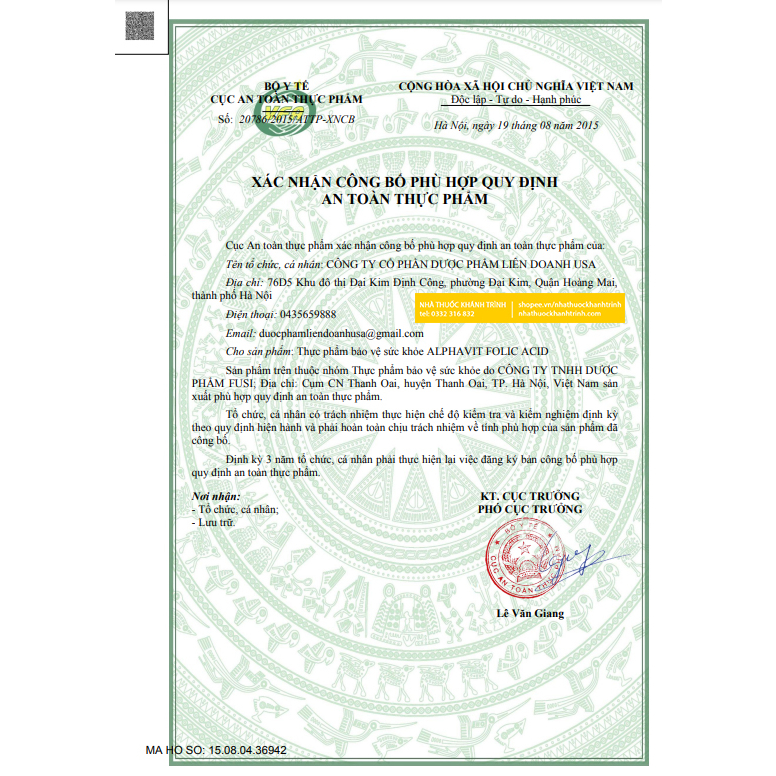 Siro bổ máu Alphavit Folic Acid - bổ sung sắt cho trẻ em