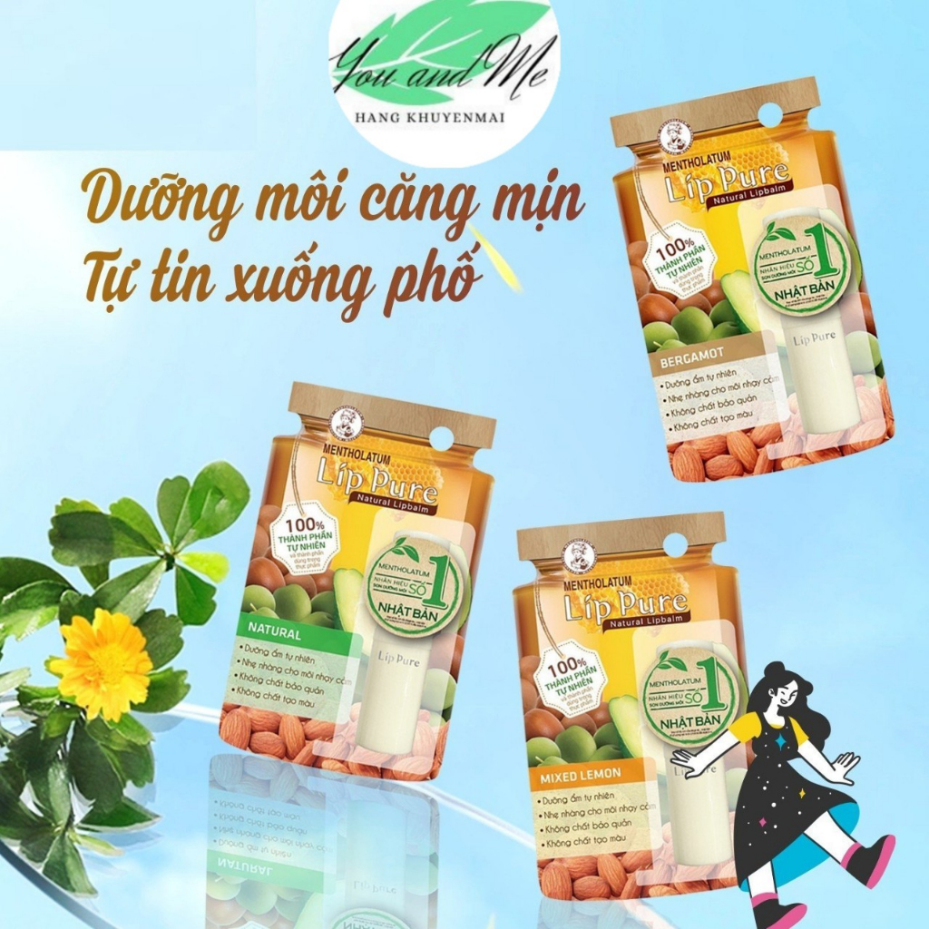 Son dưỡng LipIce Lip Pure không màu thành phần tự nhiên 3.9g