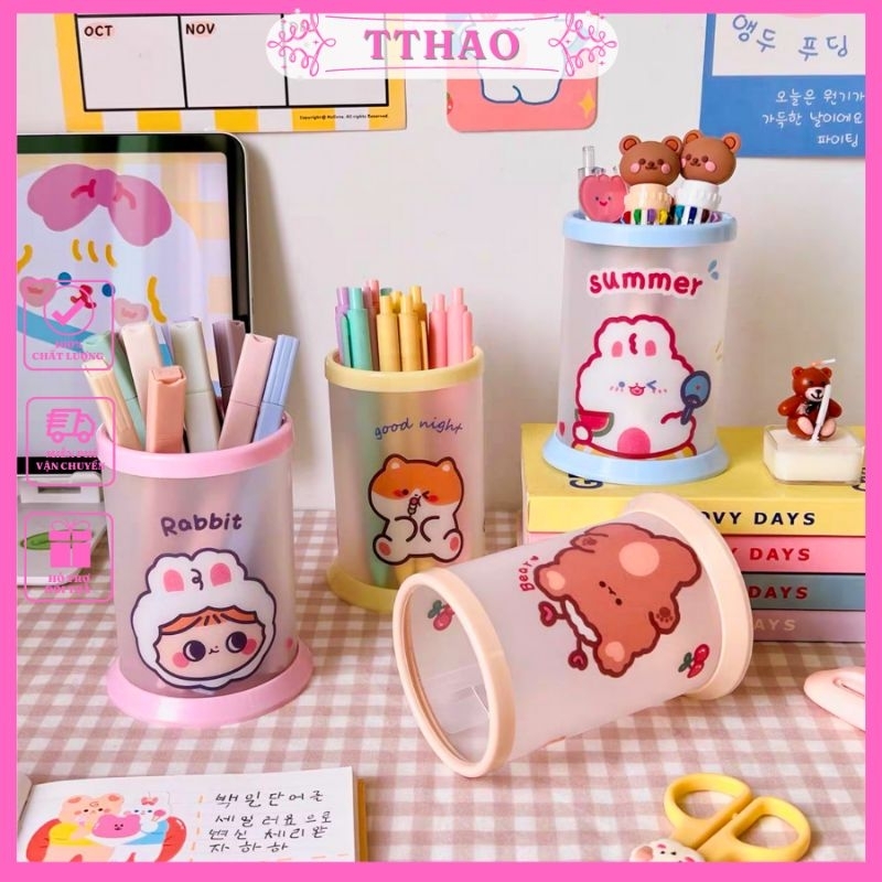 Hộp/Lọ Đựng Bút Cao Cấp TThao Họa Tiết Hoạt Hình Dễ Thương sl10