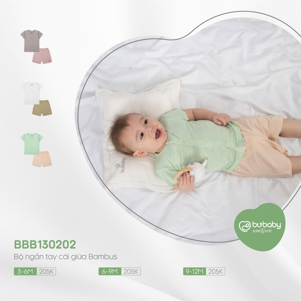 Bộ ngắn tay cài giữa Bambus Bu Baby