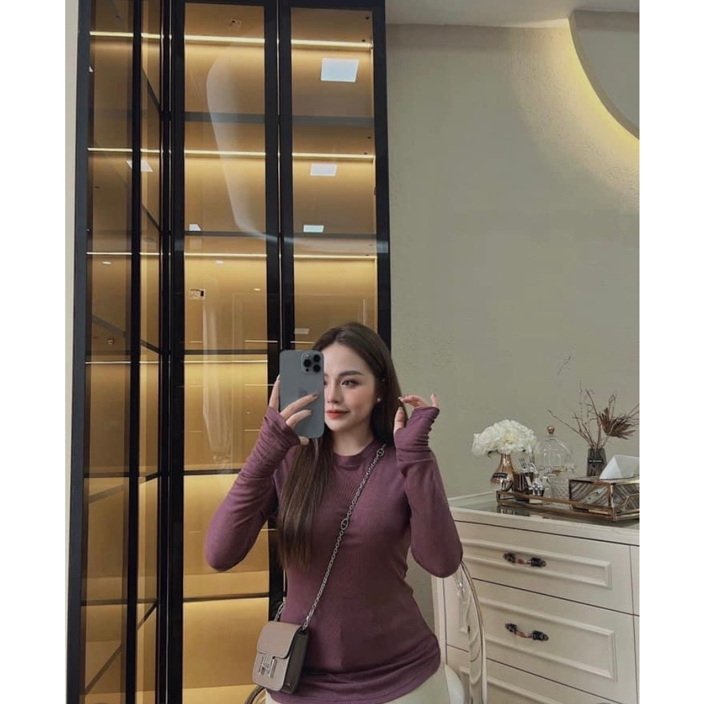 Set Áo Phông Áo Thun Nữ Áo Dài Tay Dáng Ôm Xỏ Tay Cotton Thấm Hút Mồ Hôi 40-70KG mẫu AOTRONXOTAY. PT262