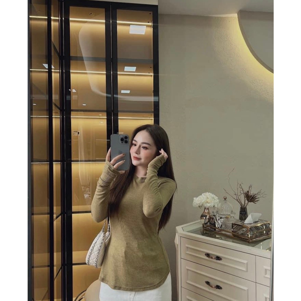 Set Áo Phông Áo Thun Nữ Áo Dài Tay Dáng Ôm Xỏ Tay Cotton Thấm Hút Mồ Hôi 40-70KG mẫu AOTRONXOTAY. PT262