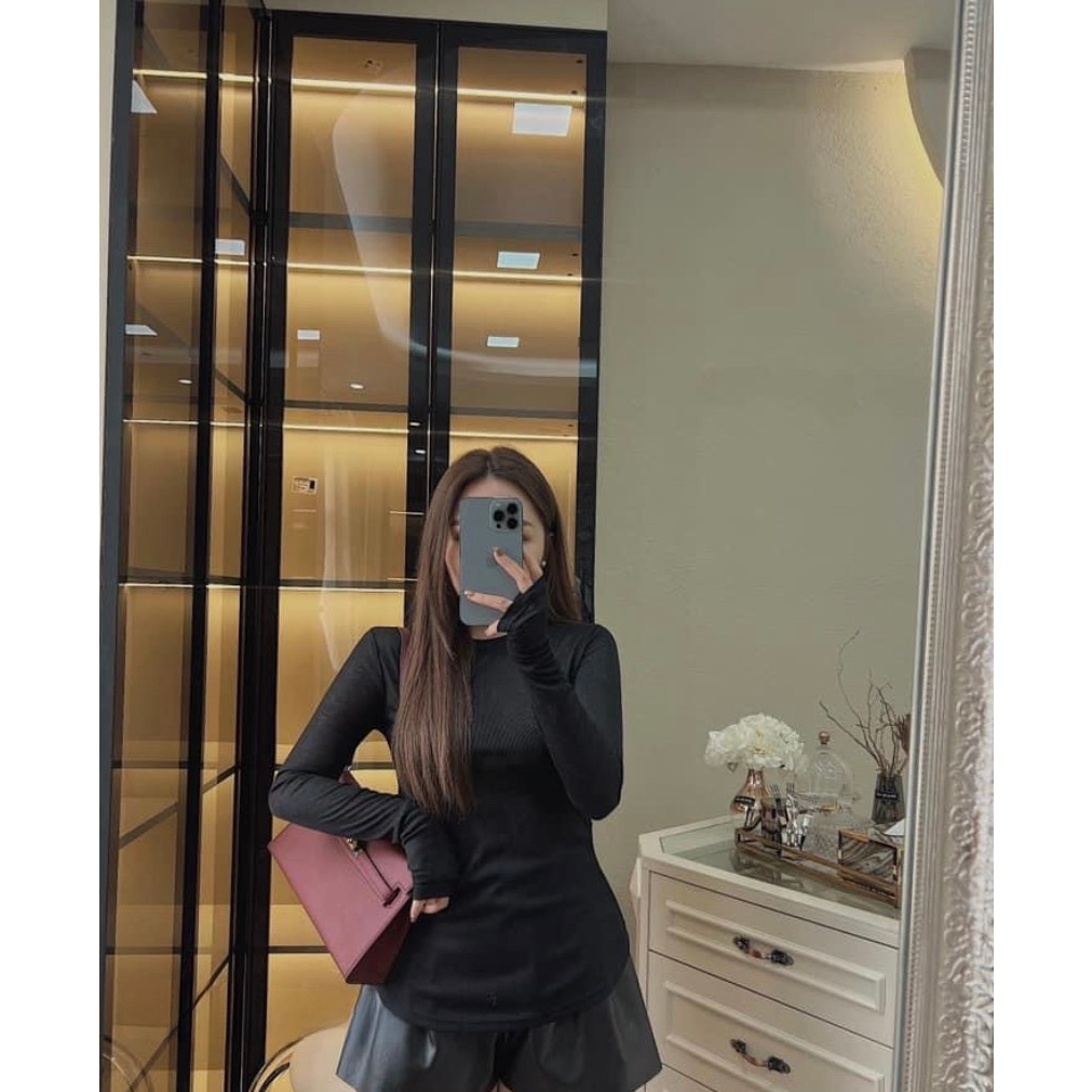 Set Áo Phông Áo Thun Nữ Áo Dài Tay Dáng Ôm Xỏ Tay Cotton Thấm Hút Mồ Hôi 40-70KG mẫu AOTRONXOTAY. PT262