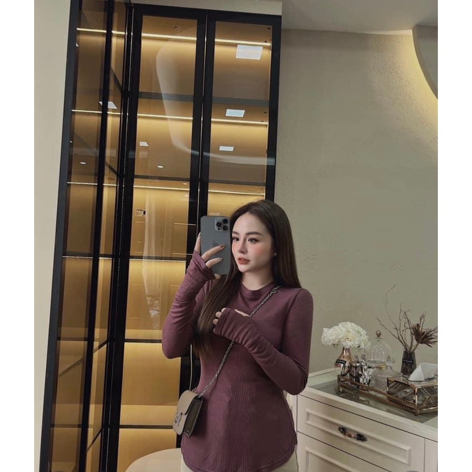 Set Áo Phông Áo Thun Nữ Áo Dài Tay Dáng Ôm Xỏ Tay Cotton Thấm Hút Mồ Hôi 40-70KG mẫu AOTRONXOTAY. PT262