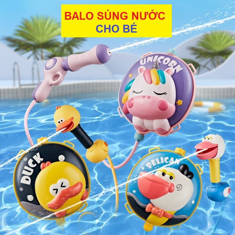 Balô Súng Bắn Nước Hình Thú - Súng Nước Có Balo Chứa Nước Cho Bé