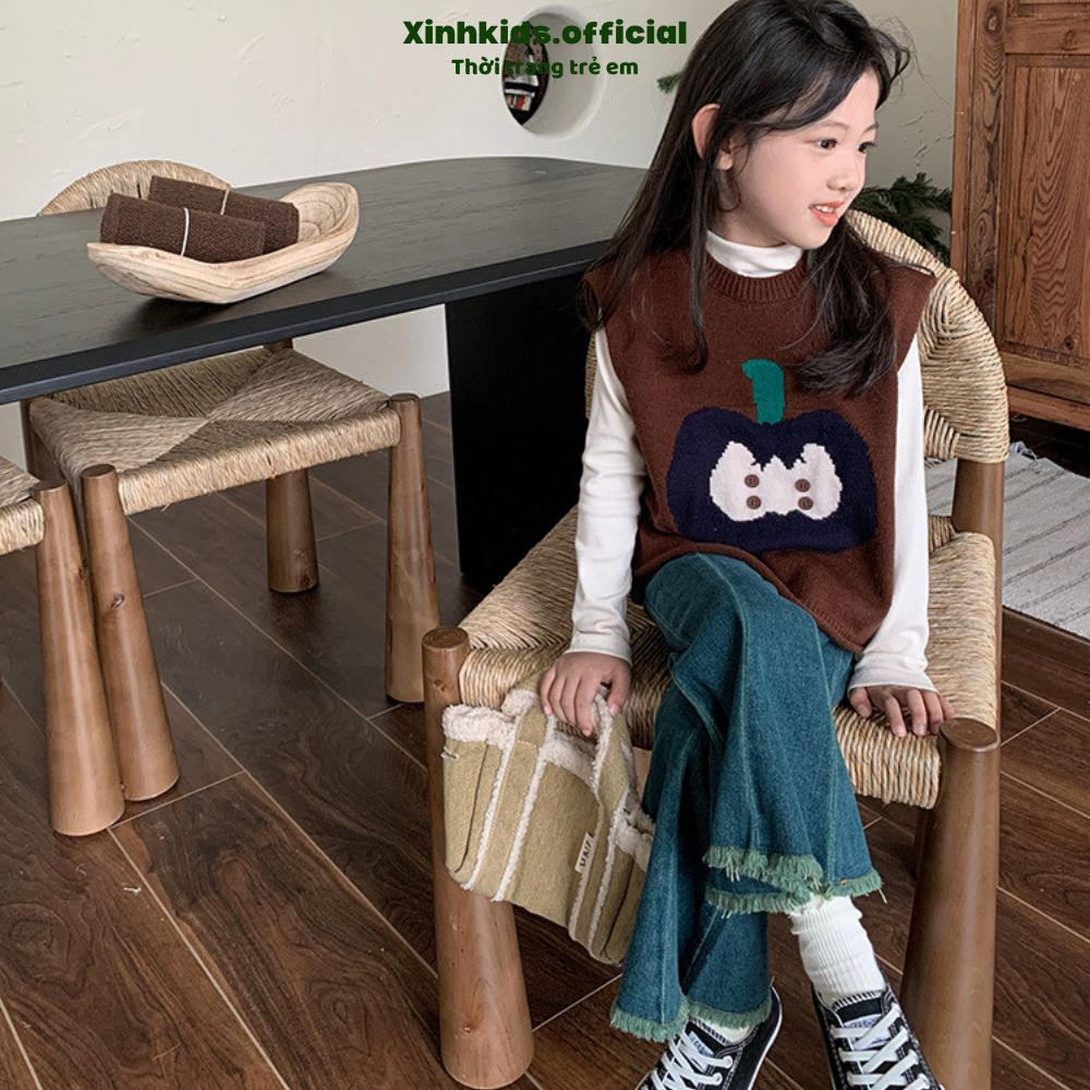 Áo gile hình quả táo cho trẻ em từ 3 -8 tuổi siêu dễ thương bé trai bé gái mặc được , áo len cho bé
