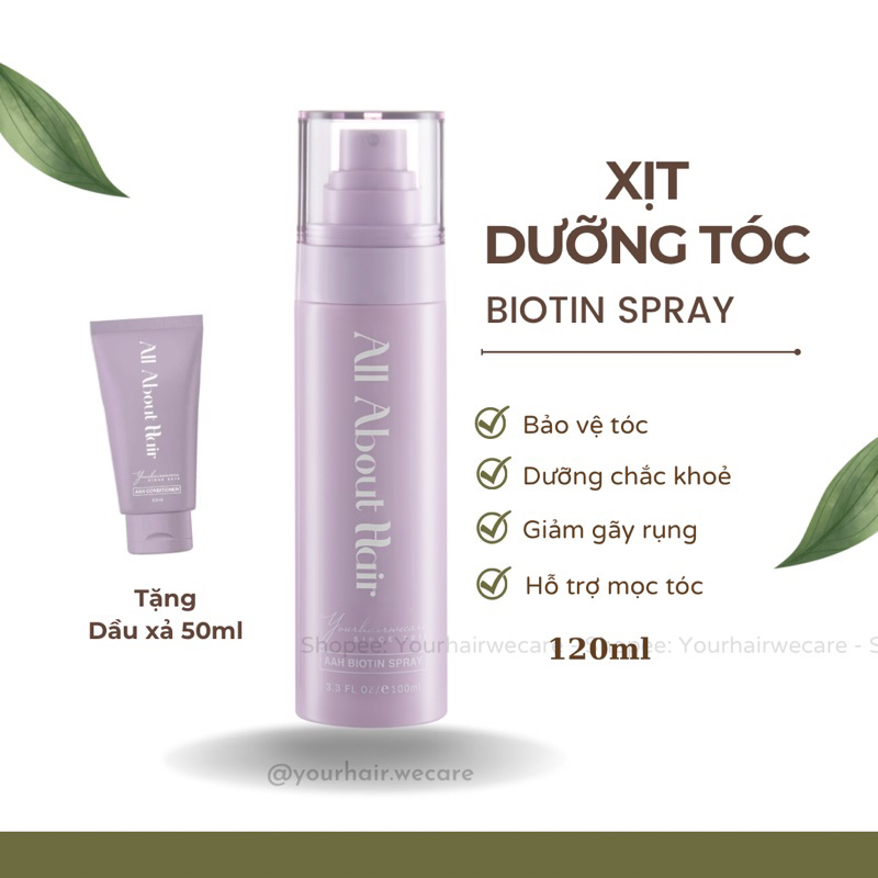 XỊT DƯỠNG TÓC BIOTIN AAH PHỤC HỒI, GIẢM RỤNG, NHANH MỌC TÓC.