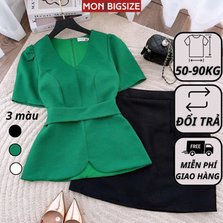 Áo bigsize nữ kiểu cổ tim peplum dự tiệc đi chơi sang chảnh MON big size 50 - 90kg
