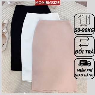 Chân váy bigsize nữ đi chơi sang chảnh kiểu bút chì xẻ sau chất cotton lạnh MON big size 50 - 90kg