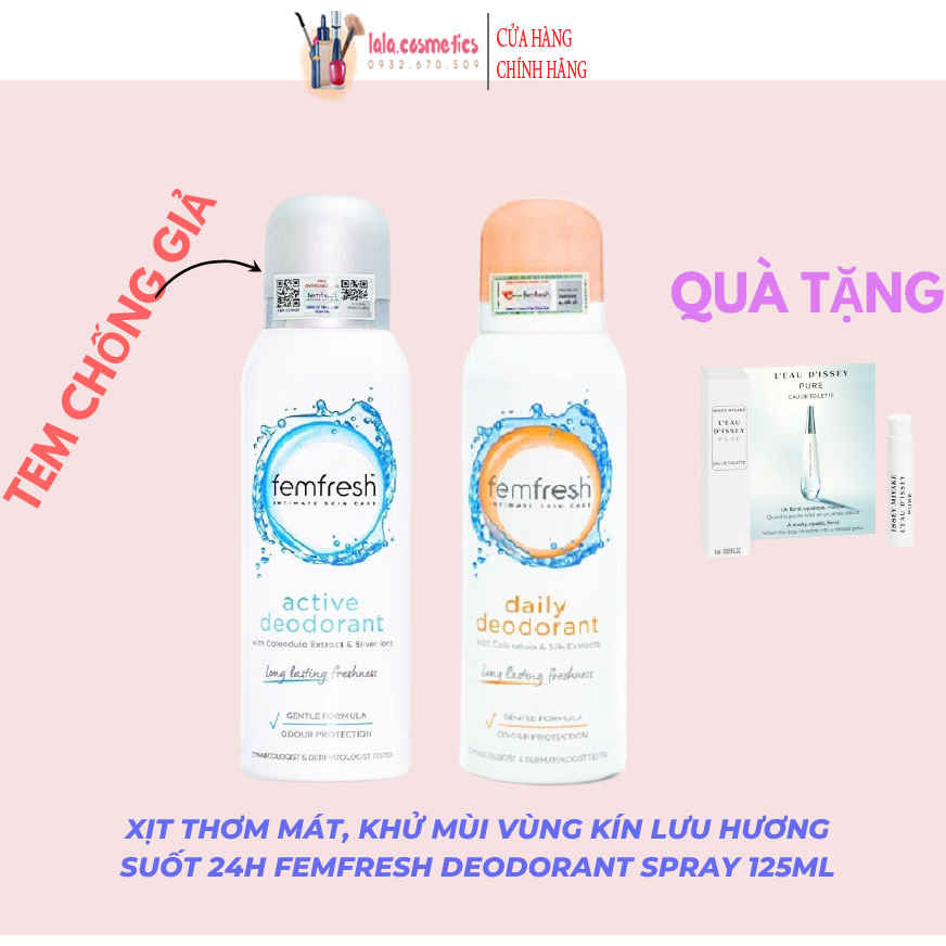 Xịt Thơm Mát Vùng Kín Cao Cấp Femfresh Deodorant Spray 125ml [ Quà tặng ]