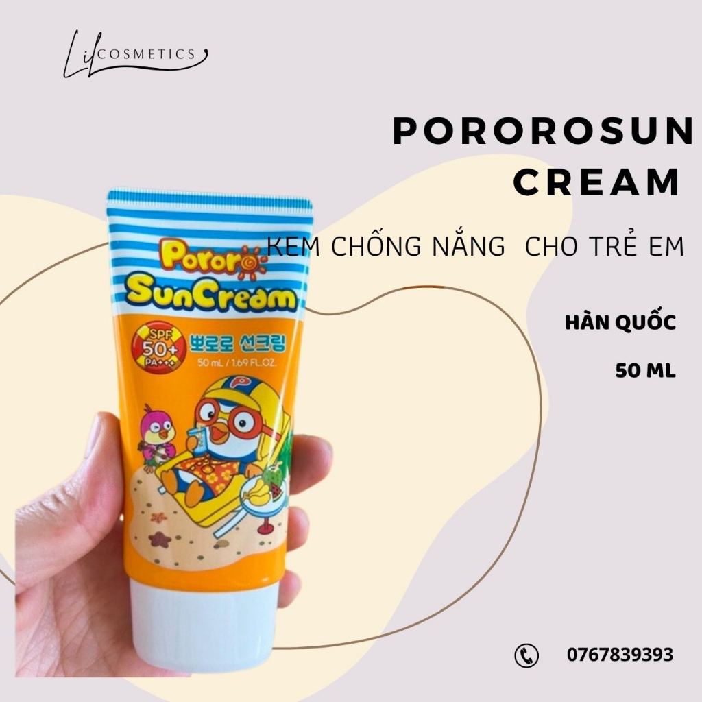 ( Mẫu Mới date 2025 ) Kem chống nắng Pororo của Hàn Quốc dành cho trẻ sơ sinh và em bé đến 15 tuổi.
