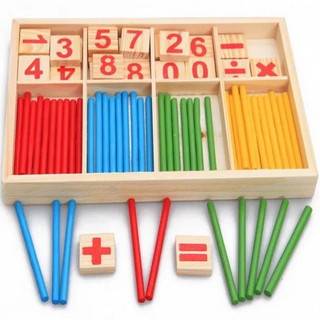 Bộ que tính học toán bằng gỗ - bảng tính que học toán cho bé