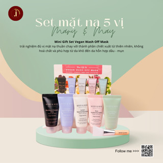 [Tặng kèm cọ silicon] Set mặt nạ đất sét mini 5 loại MARY & MAY VEGAN WASH OFF MASK
