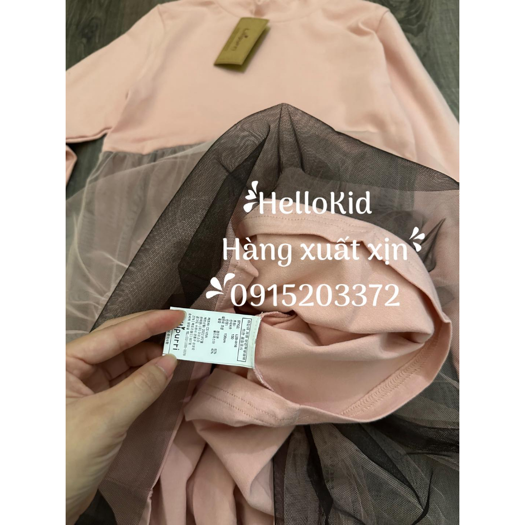 Váy 3 phân cotton hồng ren bé gái xuất hàn