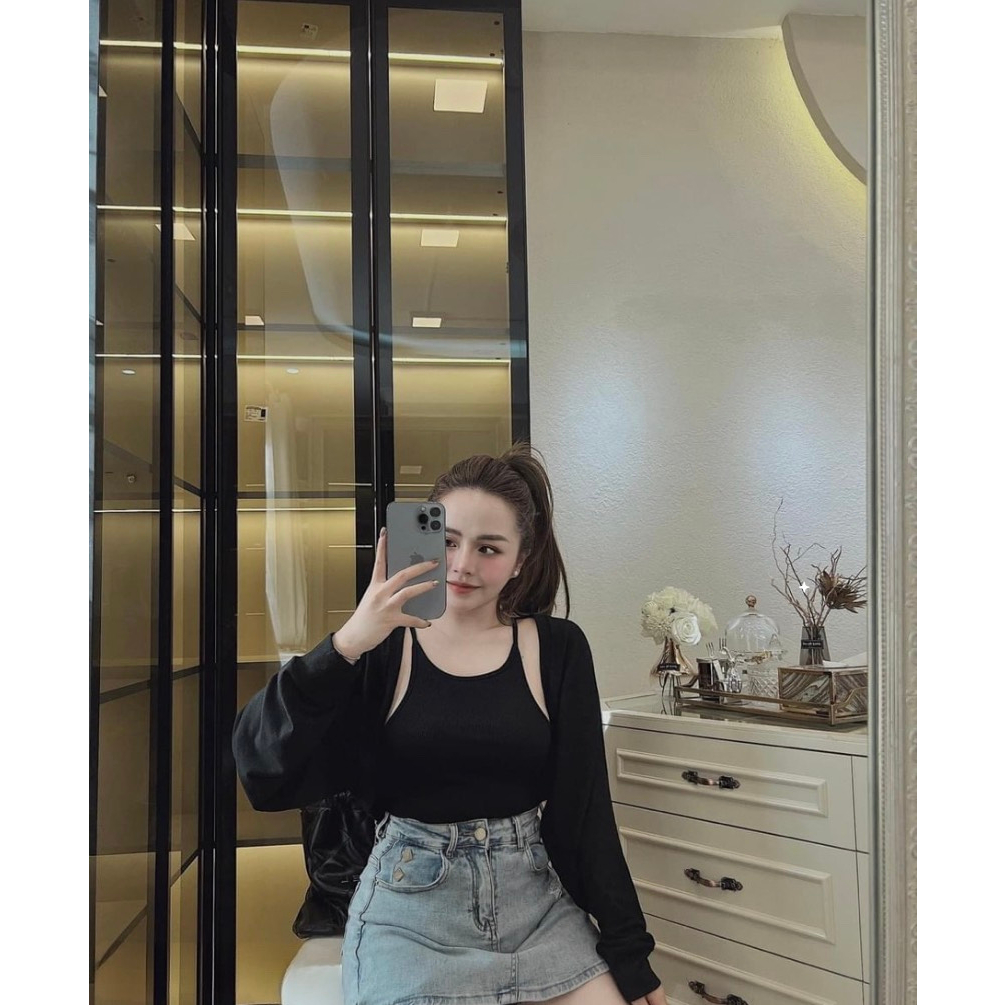 Set Áo Phông Áo Thun Nữ 2 Món Dài Tay Dáng Ôm Có Thể Tách Rời Thấm Hút Mồ Hôi 40-70KG mẫu AO2DAYKHOACBOCHUN.PT263