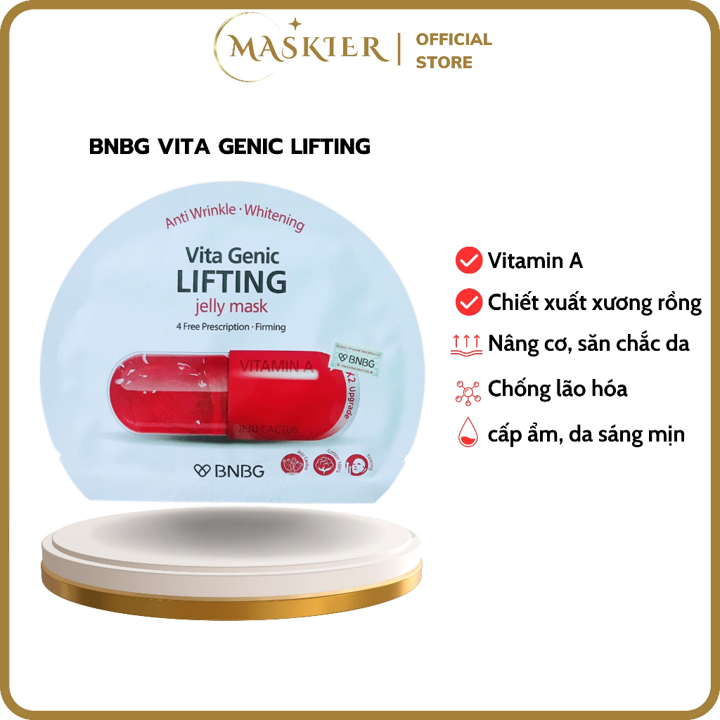 Mặt nạ BNBG Jelly vitamin A - da sáng hồng, nâng cơ, căng mịn da, chính hãng - Vita Genic Lifting x 1 miếng