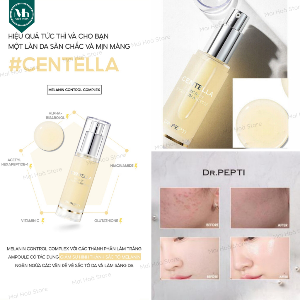 Tinh Chất Dưỡng Trắng căng bóng DR.PEPTI Centella Dark Spot Solution Ampoule Cao cấp