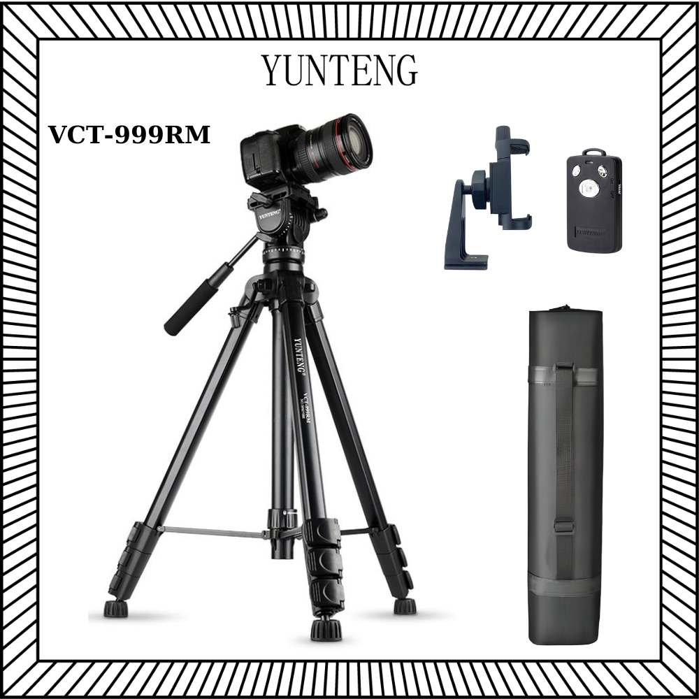 Tripod - Chân máy ảnh chuyên nghiệp Yunteng VCT - 999RM cao 2m06, kèm túi đựng, remote chụp ảnh và đầu kẹp xoay 360 độ