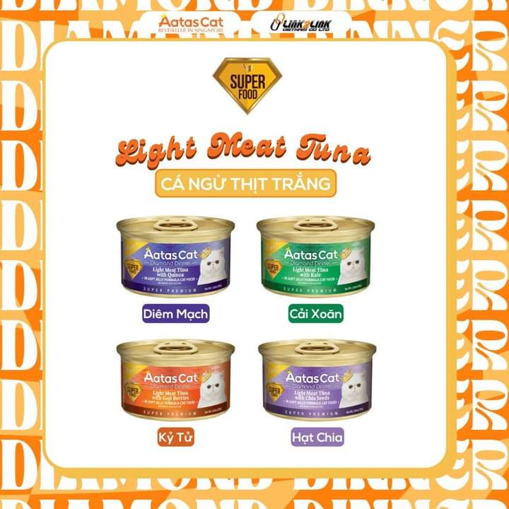 Pate Aatas cao cấp Daily/Diamond cho mèo lon 80g