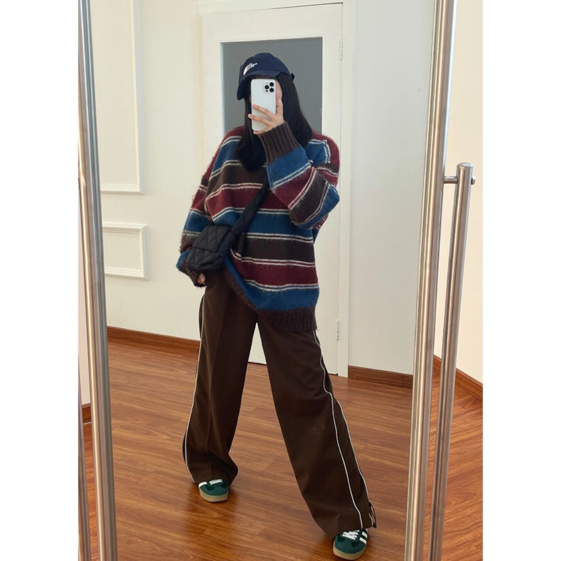 ÁO LEN NAM NỮ KẺ NGANG PHỐI MÀU PHONG CÁCH VINTAGE/RETRO