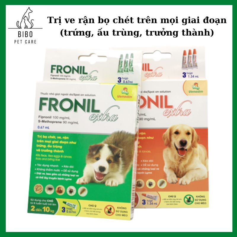 Fronil EXTRA mới nhỏ gáy ngừa ve rận, bọ chét mọi giai đoạn cho chó