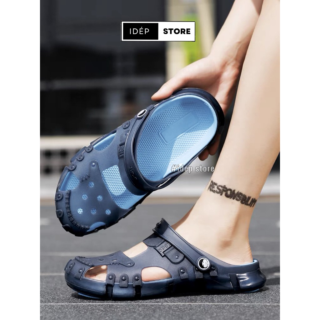 𝐢𝐃É𝐏 𝐆𝐋𝟎𝟑𝟗 Giày sục sandal bít mũi Nam đi mưa, đi biển lỗ thoáng khí chất nhựa EVA siêu nhẹ chống nước siêu bền