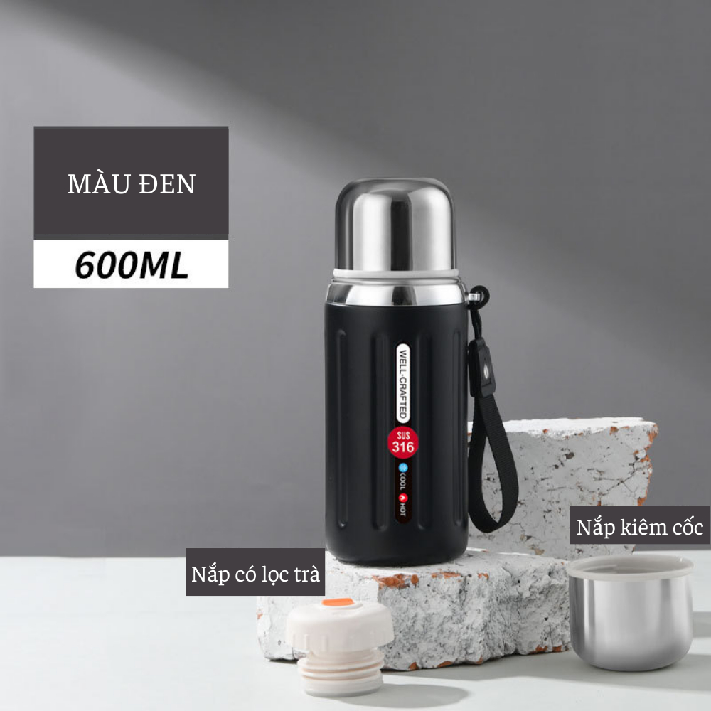 Bình nước giữ nhiệt lõi 316 giữ nhiệt 24h TiLoKi TGN30 dung tích 600/800/1000ml, ly giữ nhiệt 316