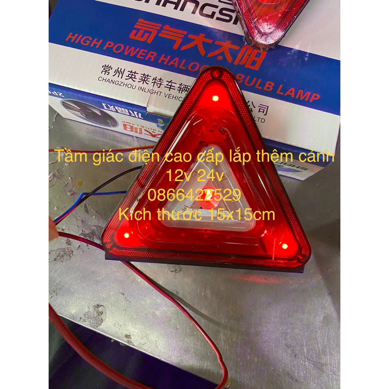 Tam giác điện  12v 24v cặp cấp  gắn  cảnh báo  kích thước 15x15cm