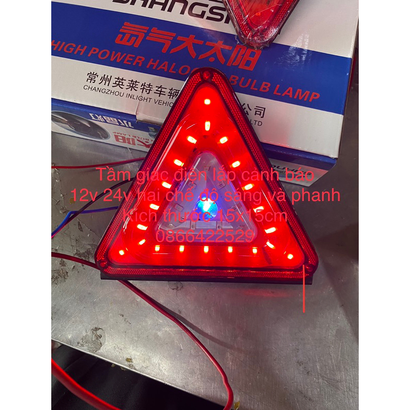 Tam giác điện  12v 24v cặp cấp  gắn  cảnh báo  kích thước 15x15cm