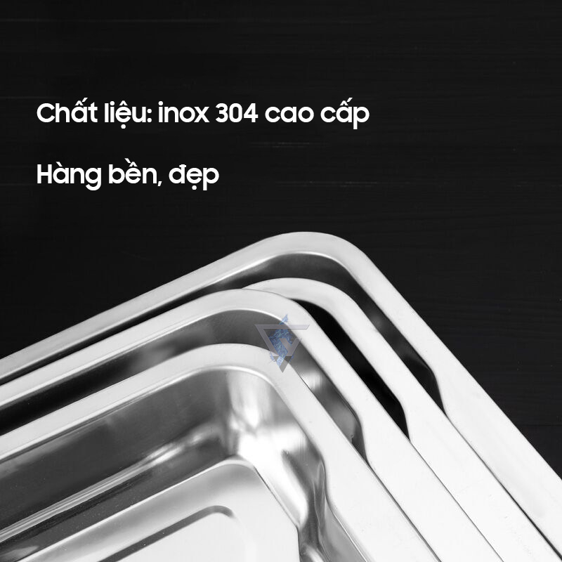 Khay inox 304 đựng thực phẩm, làm bánh bao, kích thước 40cm x 60cm, khay đa năng giá rẻ, giấy nến Trường Xuân