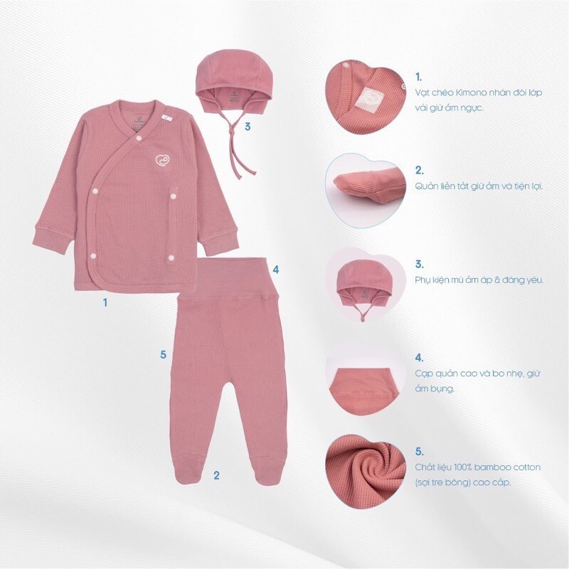 Bubaby dài tay cài chéo kèm mũ bbc1108cc xanh lá 0-3M/3-6m