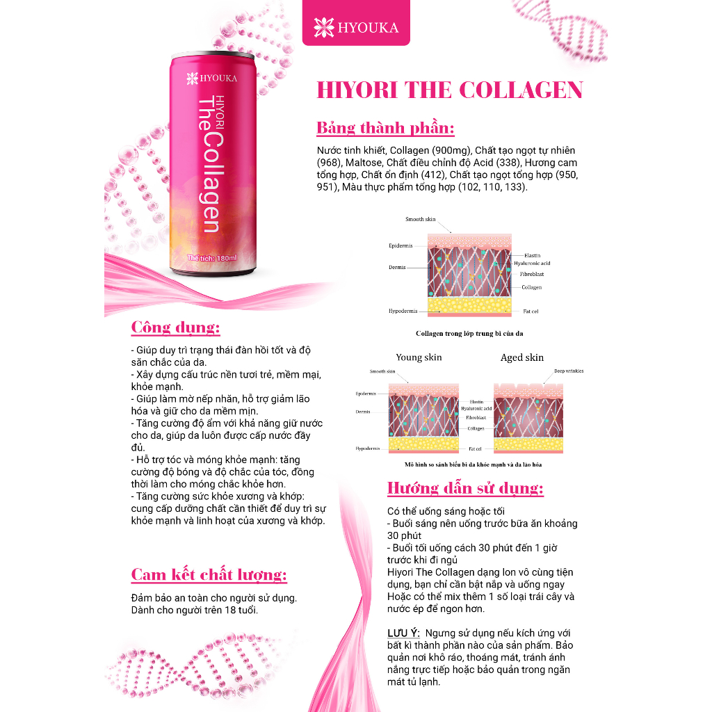 1 Lon Collagen - Hiyori the collagen - hỗ trở trẻ hóa săn chắc chống õi hóa cho da