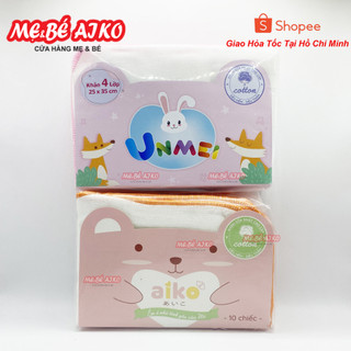 Khăn Sữa, Khăn Xô Sữa Xuất Nhật 4 Lớp Aiko/Unmei 25x35 10 cái/túi