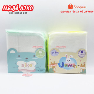 Bịch 10 cái/túi Khăn Sữa, Khăn Xô Xuất Nhật Aiko/Unmei 4 lớp 25x25