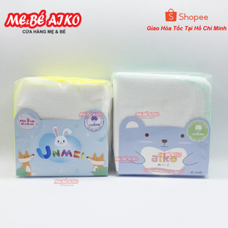 Khăn Sữa, Khăn Xô Xuất Nhật Cao Cấp 3 Lớp Aiko/Unmei (25x25cm) - 10 Cái/Bịch