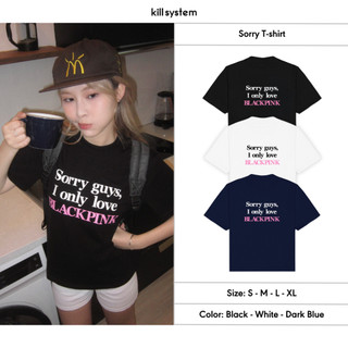 Áo thun Killsystem Form Fit & Oversize hình in Sorry Đen Hồng màu xanh đen tay ngắn