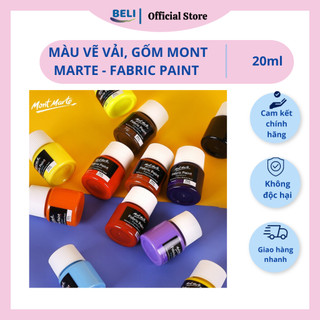Màu vẽ vải, gốm mont marte - fabric paint 8/12/20/24/36 màu x 20ml không phai