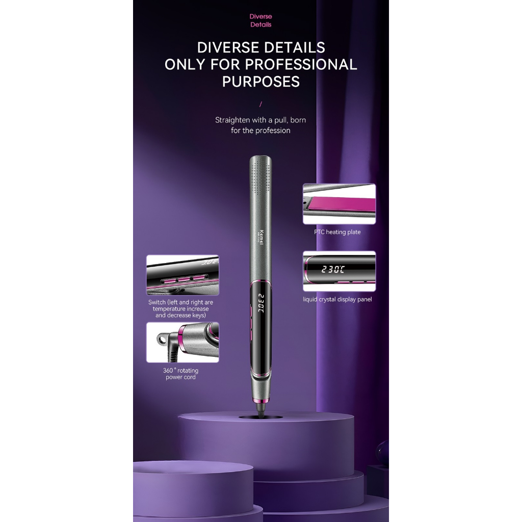 Máy Duỗi Uốn Phục Hồi Tóc Cao Cấp Kemei Km 2302 Dành Cho Salon