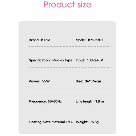 Máy Duỗi Uốn Phục Hồi Tóc Cao Cấp Kemei Km 2302 Dành Cho Salon